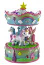 Carrousel musical miniature en résine: carrousel musical avec licorne et chevaux ailés
