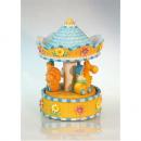 Carrousel musical miniature en polystone: carrousel musical avec bébés sur des chevaux