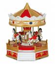 Carrousel musical miniature de Noël : carrousel musical en résine avec lumières et balustrade